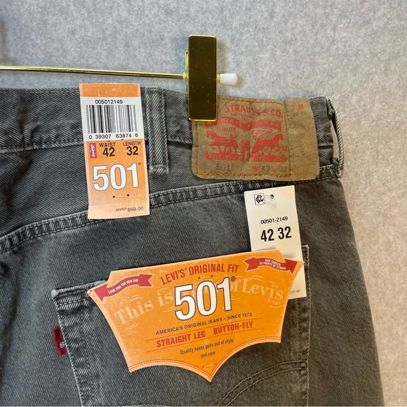 Levi’s 501 Gray Button Fly Denim Jeans - Picture 3 of 9